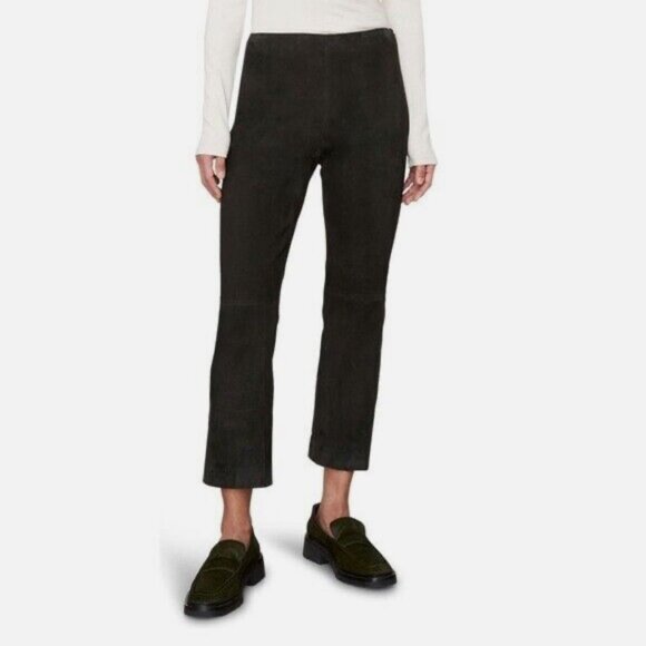 Vince Suede Cropped Flare Black Pants - Picture 4 of 7